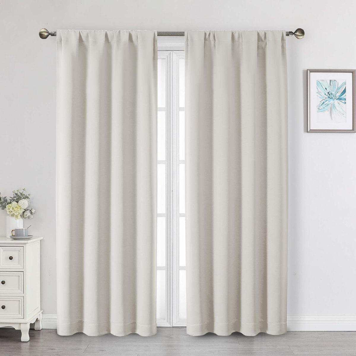 Black Cafe Blackout Curtains 36 Inch Length 2 Panels Set, Soft Solid Thermal Insulated Room Darkening Small Window Curtains for Kitchen Bathroom Basement, Black, Each, 40" Wx36 L