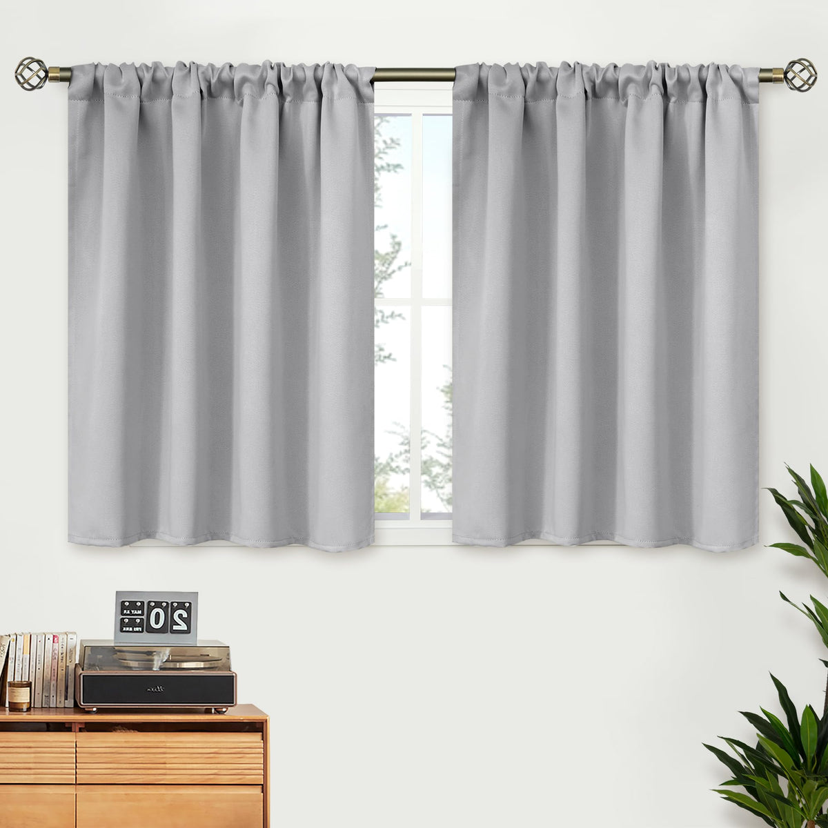 BGment Black Blackout Curtains 40 Inches Long for Kitchen Window 2 Panels