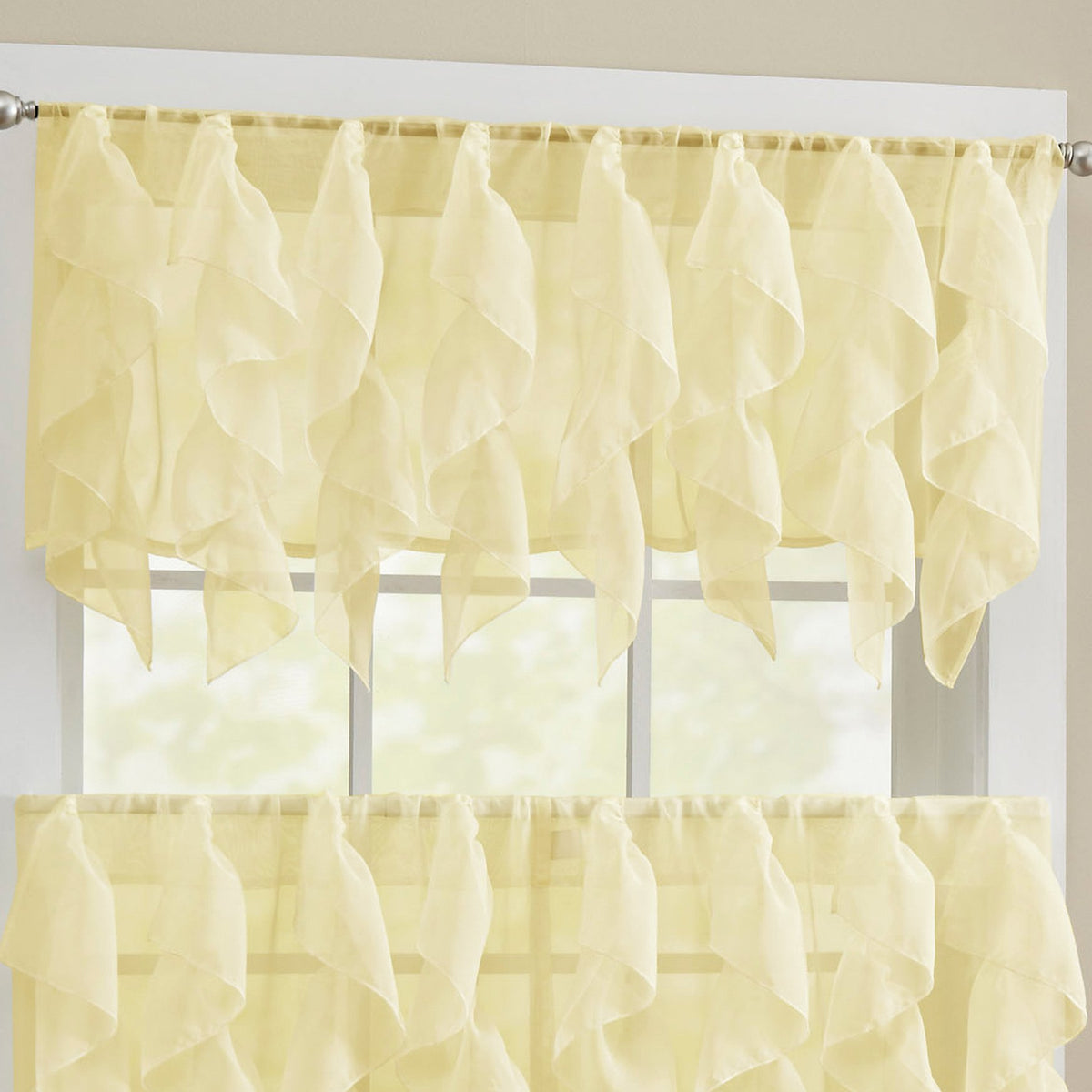 Sweet Home Collection Old World Style Floral Heavy Lace Kitchen Curtain Swag pair Hopewell Cream