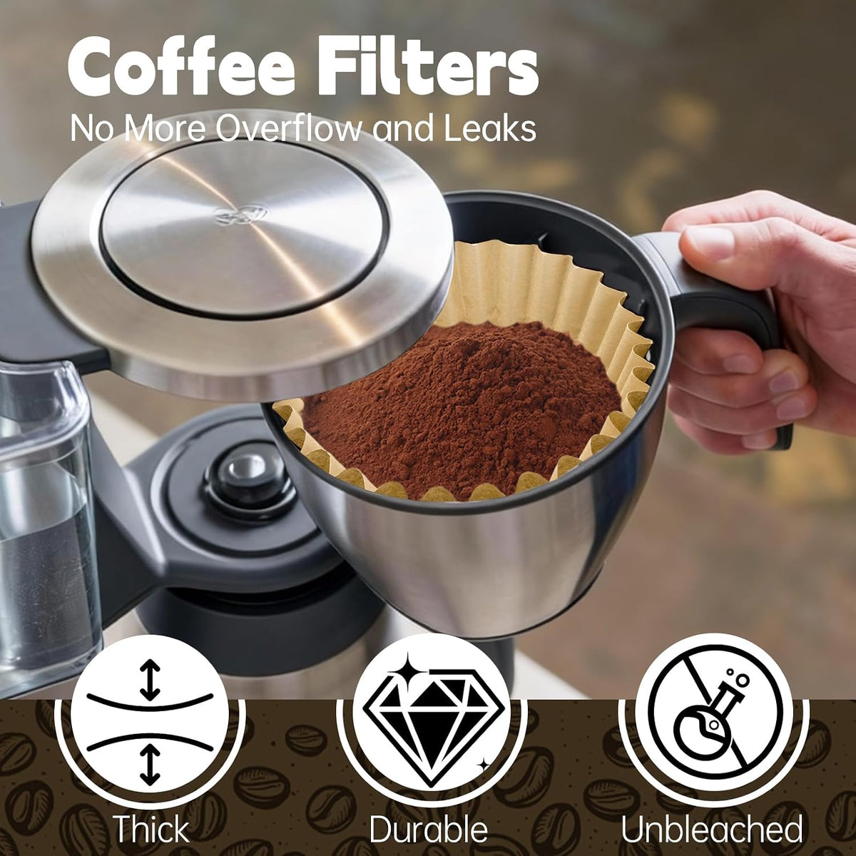 100 PCS Coffee Filters Compatible with Breville, Extra Large Basket Coffee Filters, Unbleached Disposable Paper, Smooth Brew Extraction, Will Not Tear or Clog, Ideal for Home Brewing