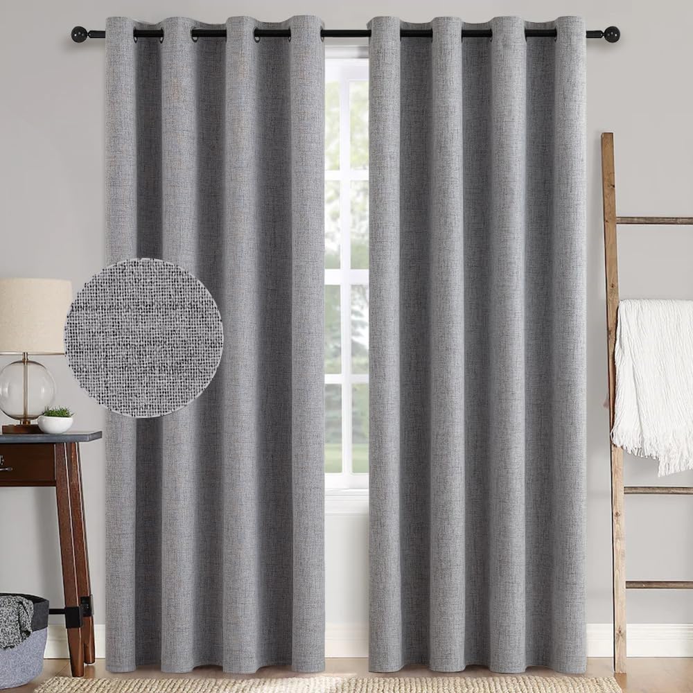 MIULEE 100% Blackout Linen Curtains for Bedroom 52x54 Inches Natural Beige