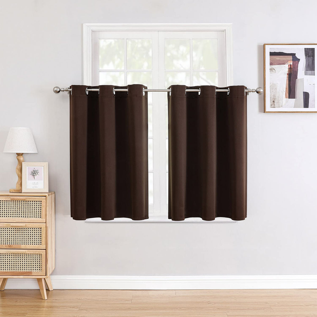 ChrisDowa Small Blackout Curtains for Kitchen & Bedroom 36 Inches Long