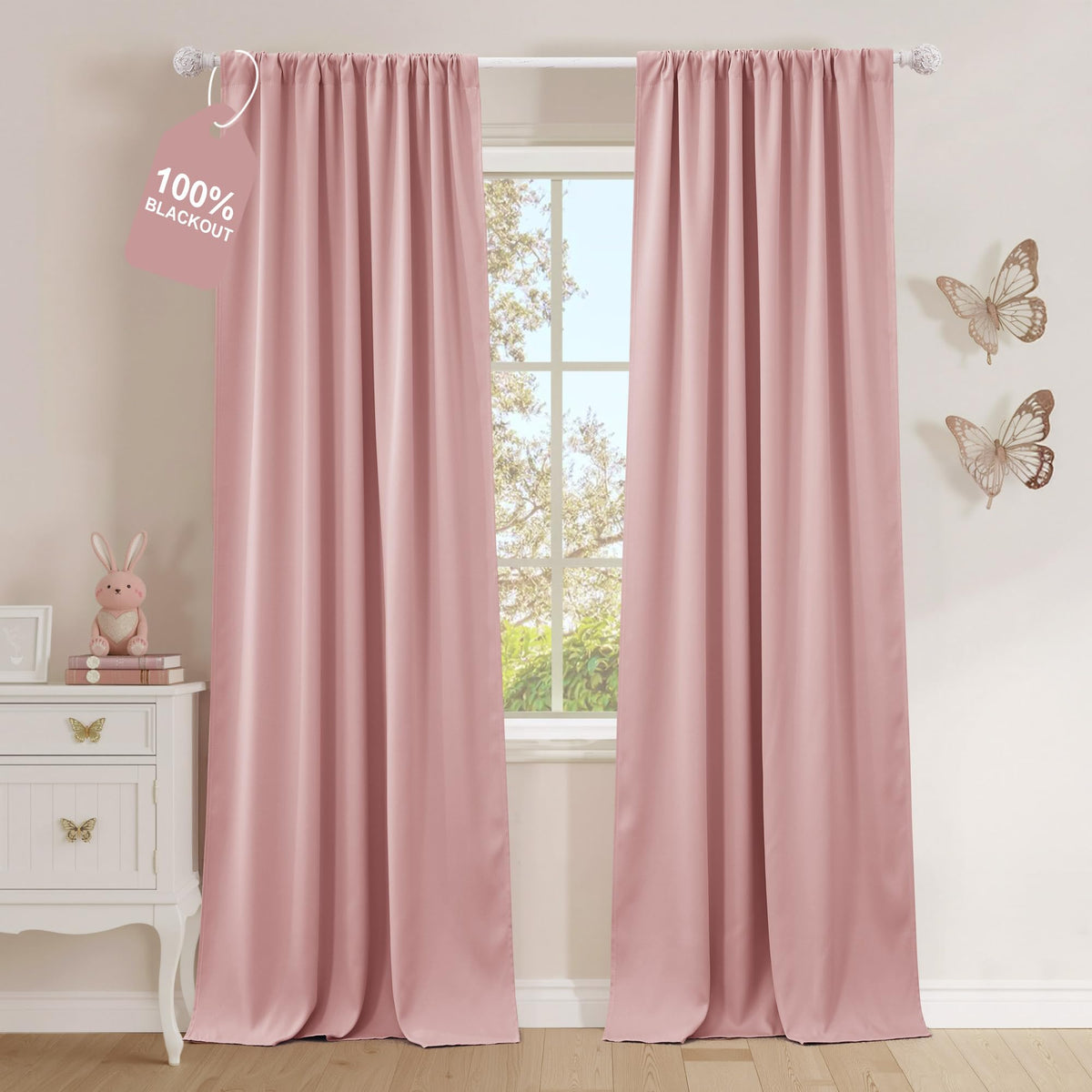 NICETOWN 100% Black Out Kitchen Curtains 36 Inch Length, W52xL36, 2 Panels