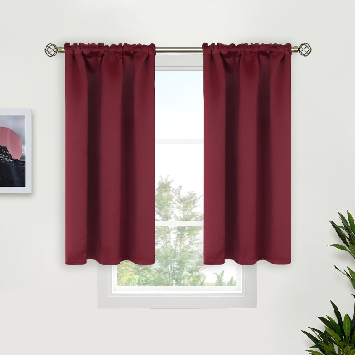 BGment Black Blackout Curtains 40 Inches Long for Kitchen Window 2 Panels