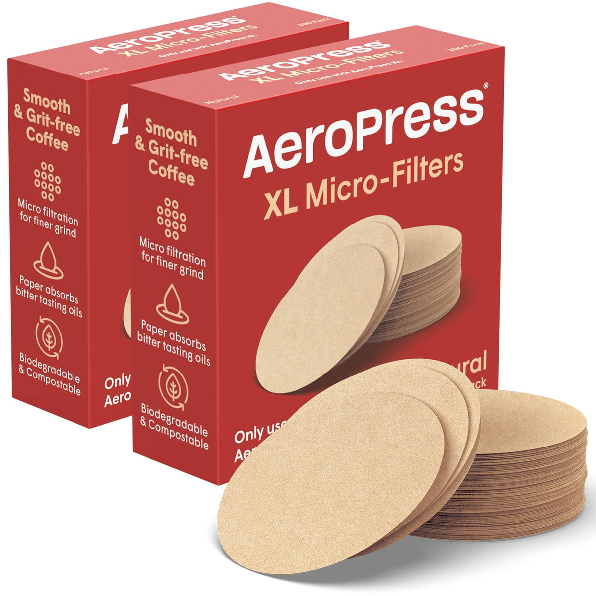 AeroPress XL Natural Paper Micro-Filters, XL Size, 200 Count