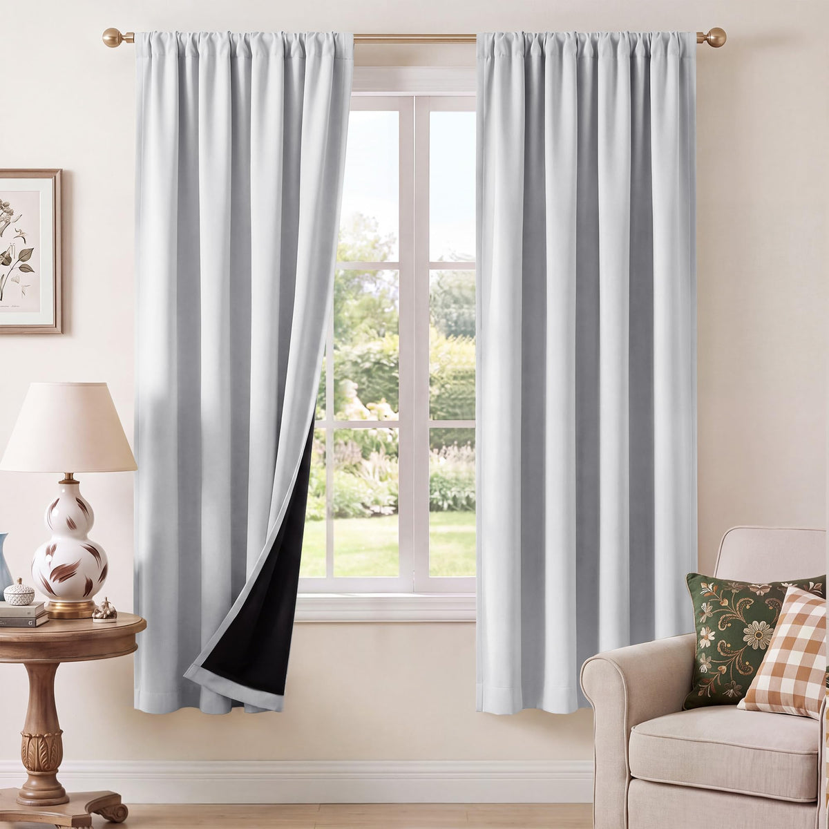 NICETOWN 100% Black Out Kitchen Curtains 36 Inch Length, W52xL36, 2 Panels