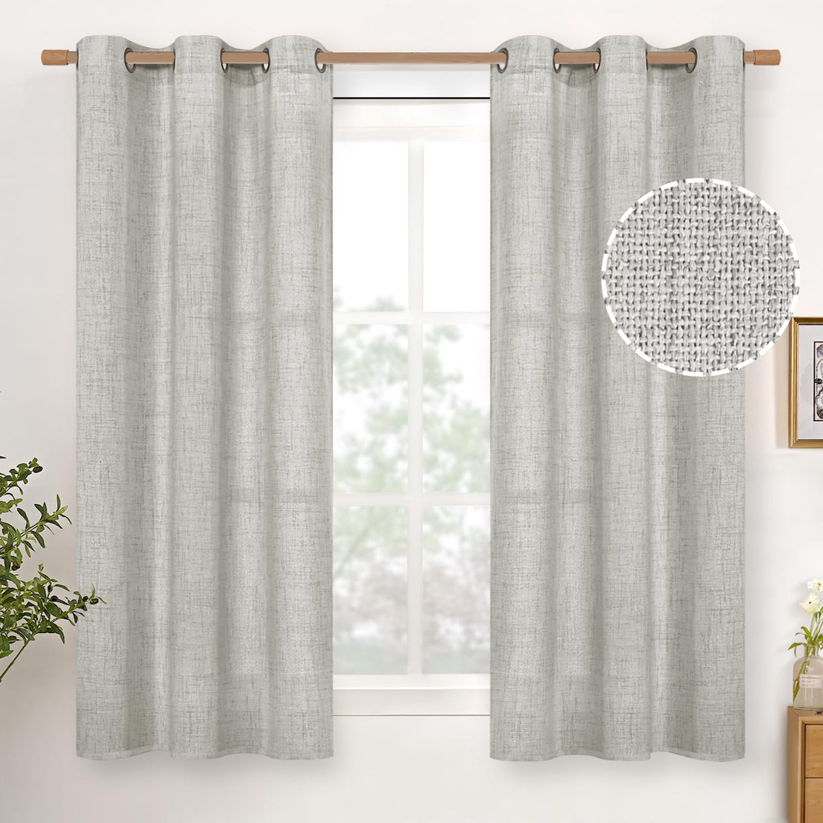 YoungsTex Linen Kitchen Window Curtains 40 Inch Length 2 Panels