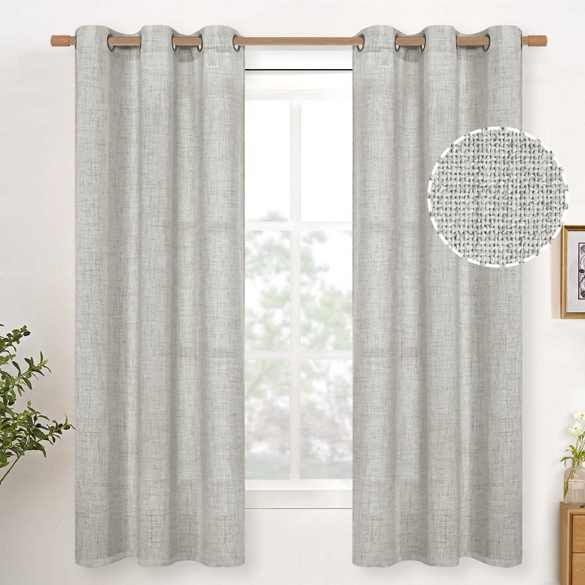 YoungsTex Linen Kitchen Window Curtains 40 Inch Length 2 Panels