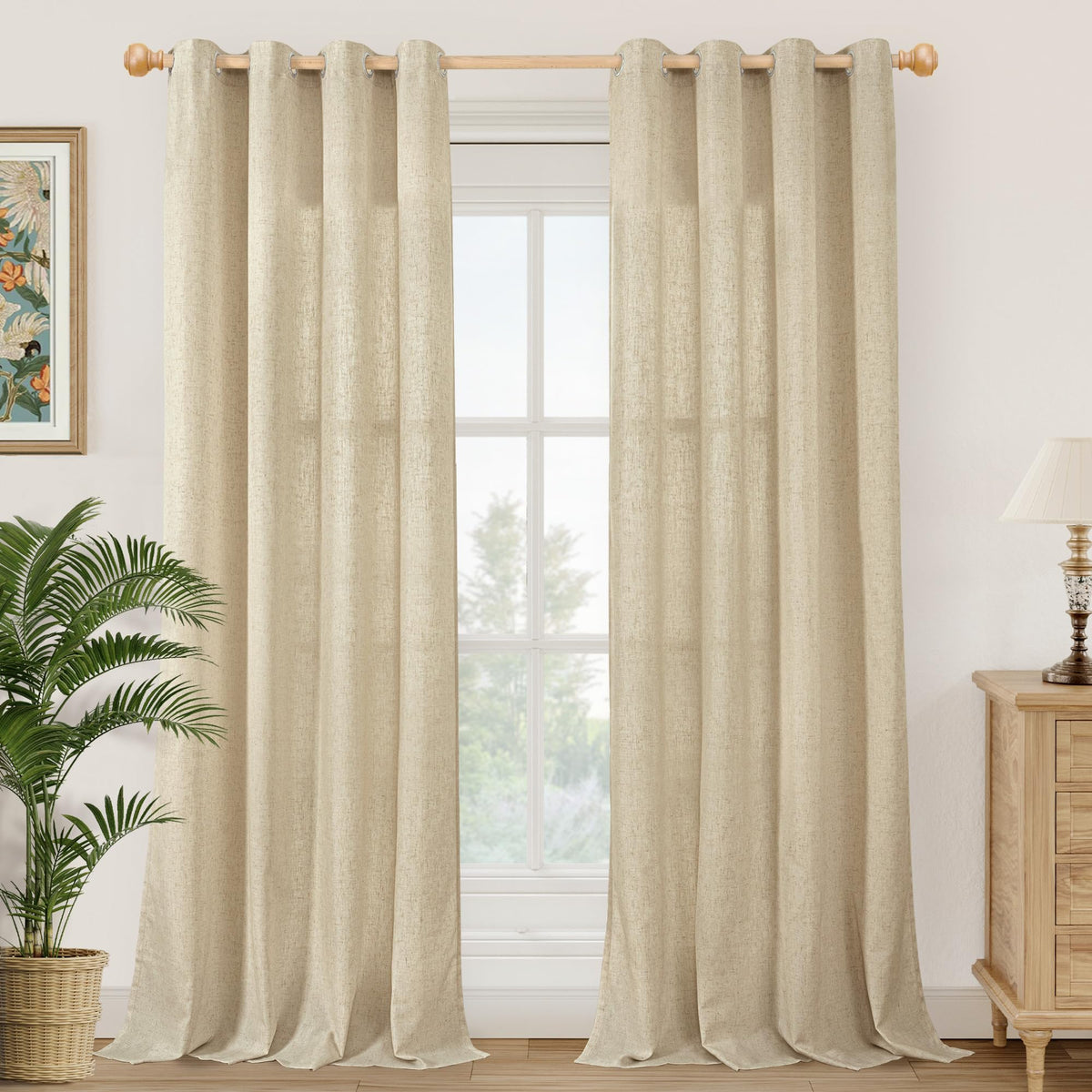 YoungsTex Linen Kitchen Window Curtains 40 Inch Length 2 Panels