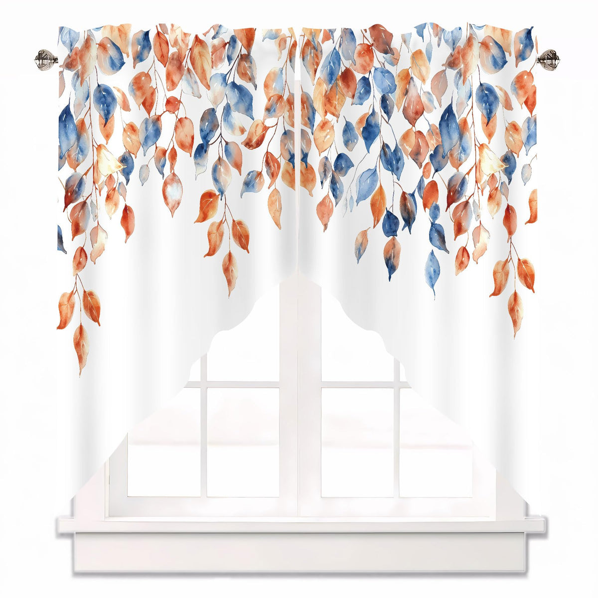 Sage Green Eucalyptus Leaves Swag Curtains 1 Pair, 28x36 in