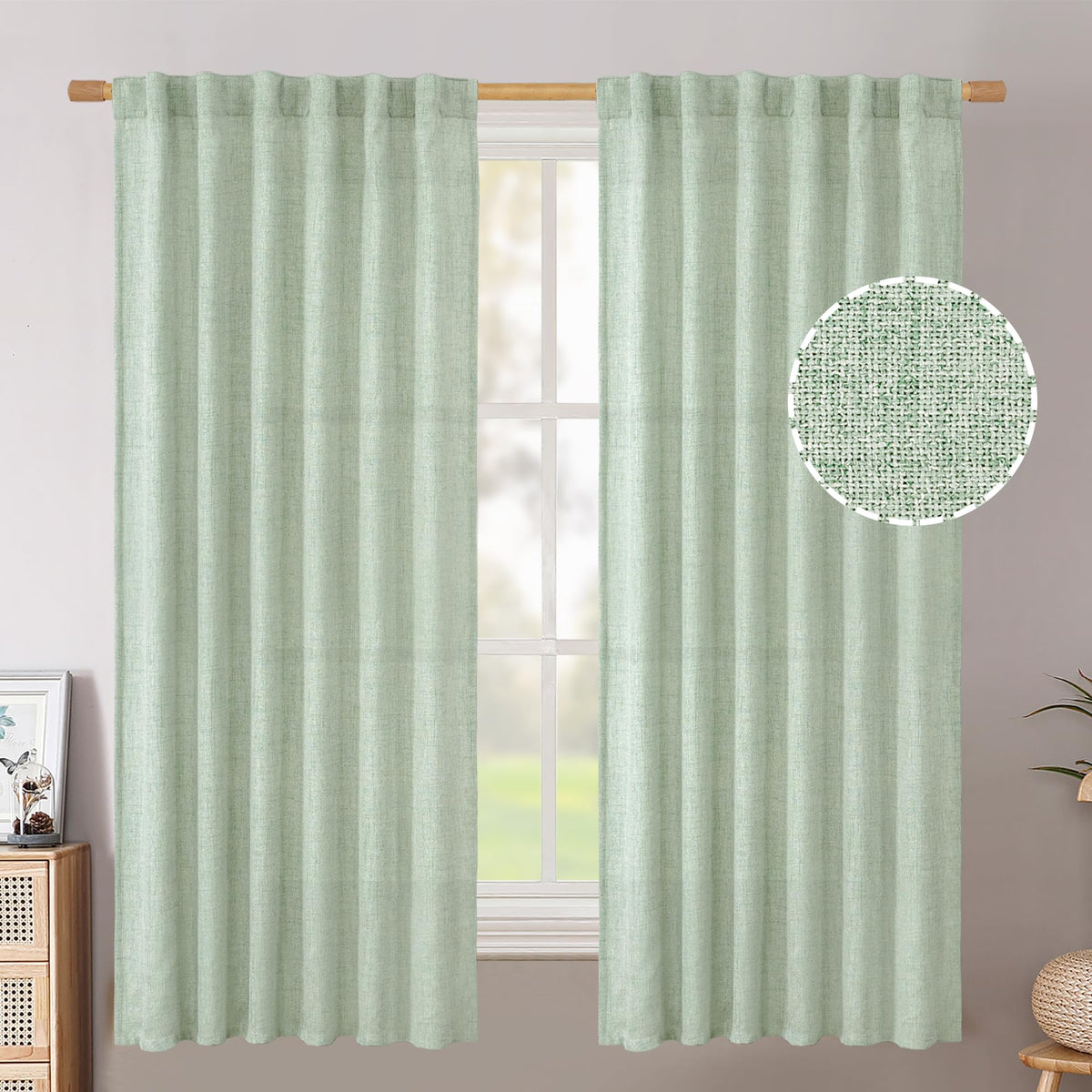 BGment White Linen Kitchen Curtains 40 Inch Length for Short Window