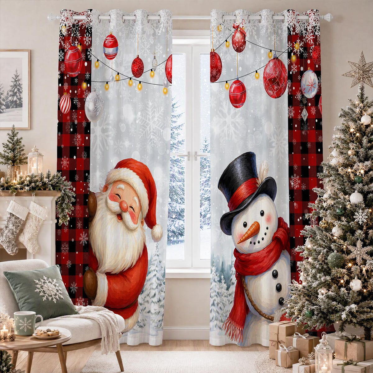 FUTBU Fall Kitchen Curtains for Windows-Fall Decorations Leaves Pumpkin Valances-Autumn Leaf Curtains and Valances Set Decor for Cafe Living Room 27''x24'' 2 Panel & 54x18 Inch Tier Set Thanksgiving