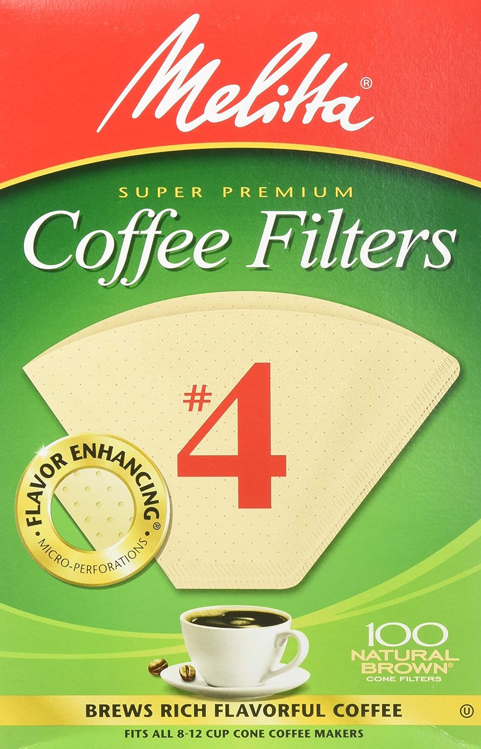 Melitta Cone Coffee Filters, Natural Brown #4, 300 Count (Pack Of 3)