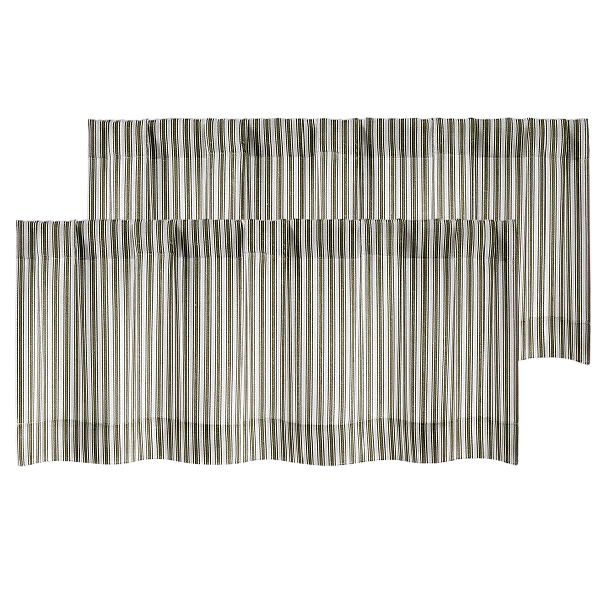 Chyhomenyc Striped Short Curtains 36 Inch Length - Light Filtering Faux Linen Living Room Tier Half Window Curtains, Farmhouse Modern Boho Curtain for Bathroom, 30Wx36L, 2 Pieces, Stone Blue