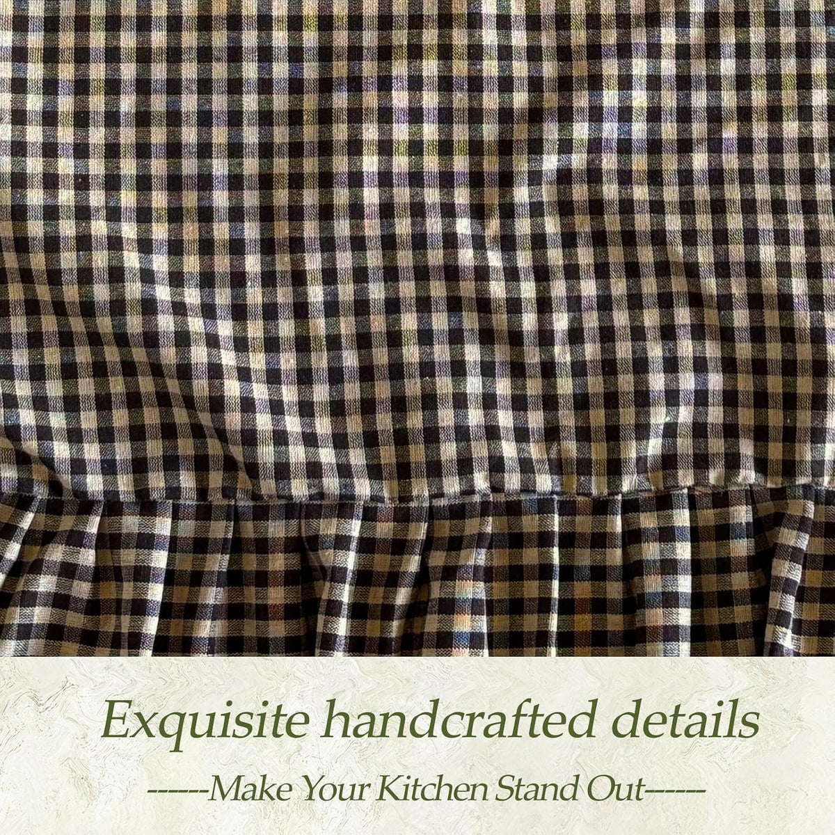 LOSOZO Oat Handmade Oven Skirt for Farmhouse Kitchen Décor, Oven Curtain Tie Top Decorative Cabinet Dish Washer Oven Curtains, Ruffled Fabric Appliance Cover with Ribbon Ties