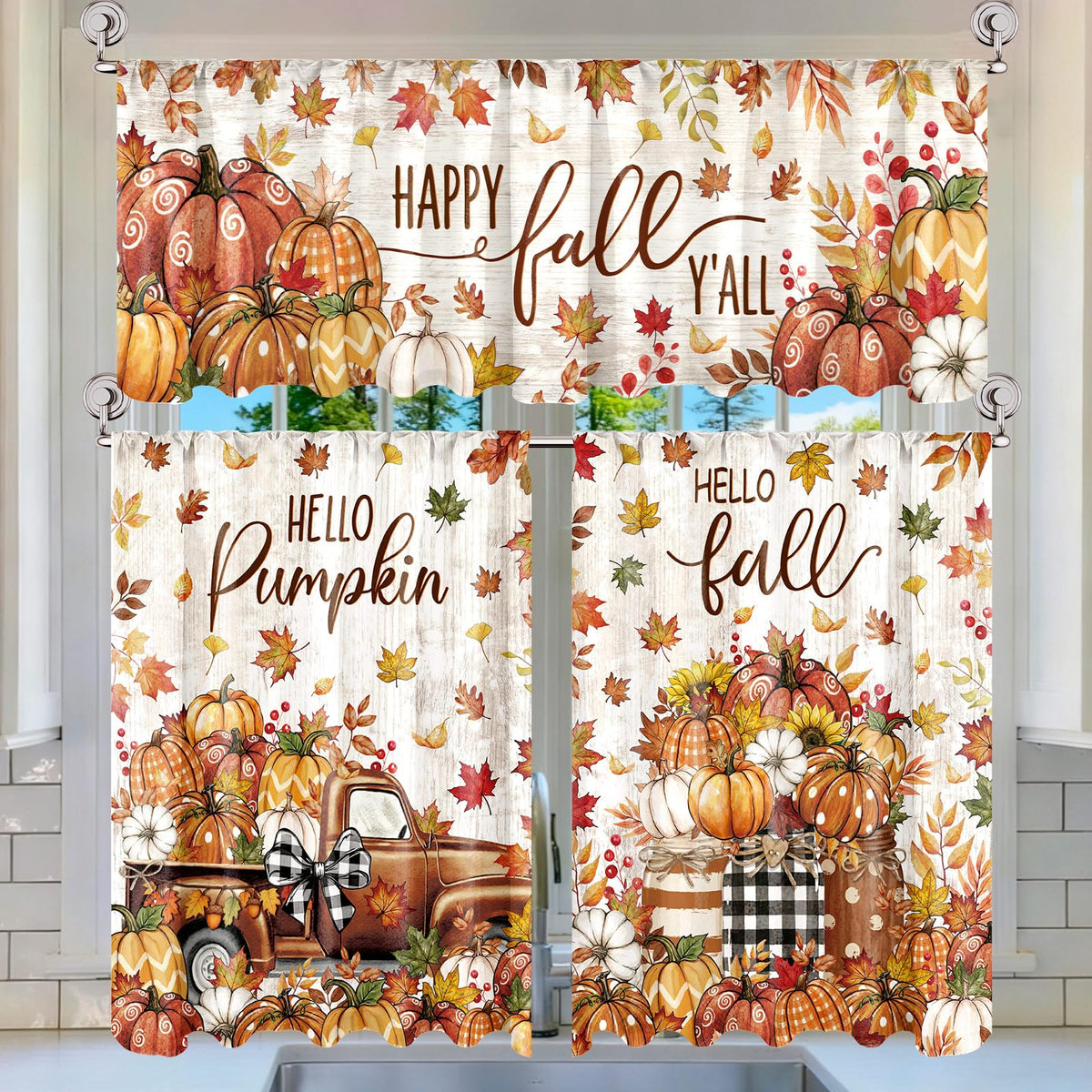 Breling 3 Pcs Sunflower Highland Cow Kitchen Curtains Valances and Tiers Set for Windows Spring Farmhouse Highland Cow Sunflower Curtains Decor for Summer Bedroom Window Decor Party Favor Supplies
