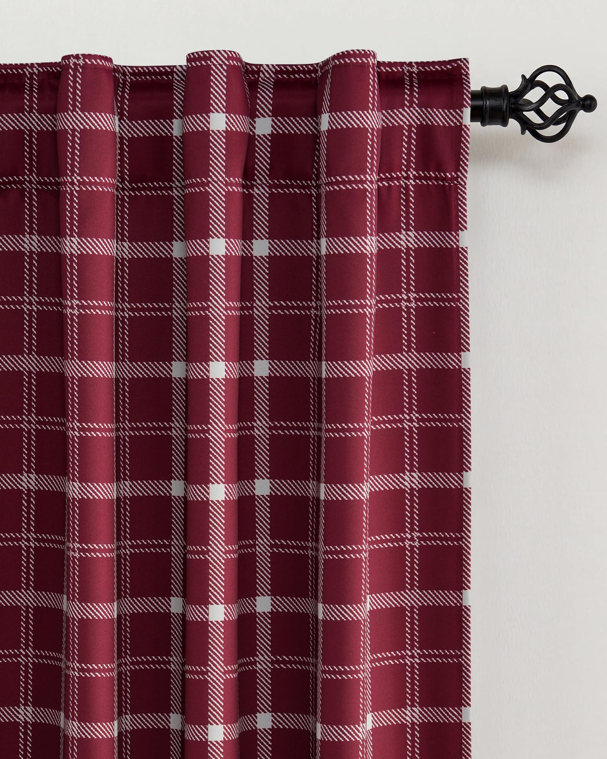 NICETOWN Olive Green Farmhouse Gingham Tiers Kitchen 100% Blackout Curtains