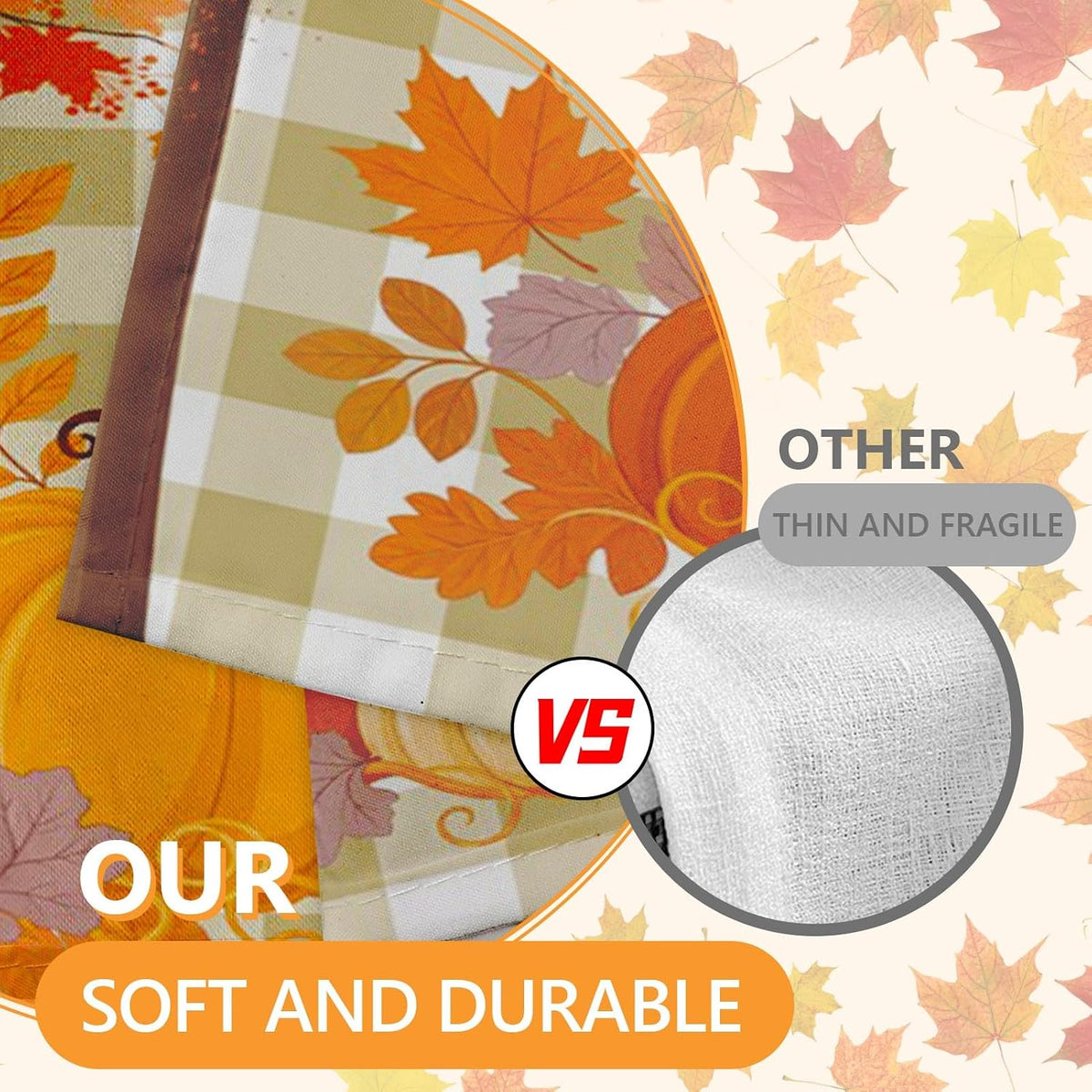 Arttown Fall Kitchen Curtains Sets for Windows, Pumpkin, 52x36 Inch