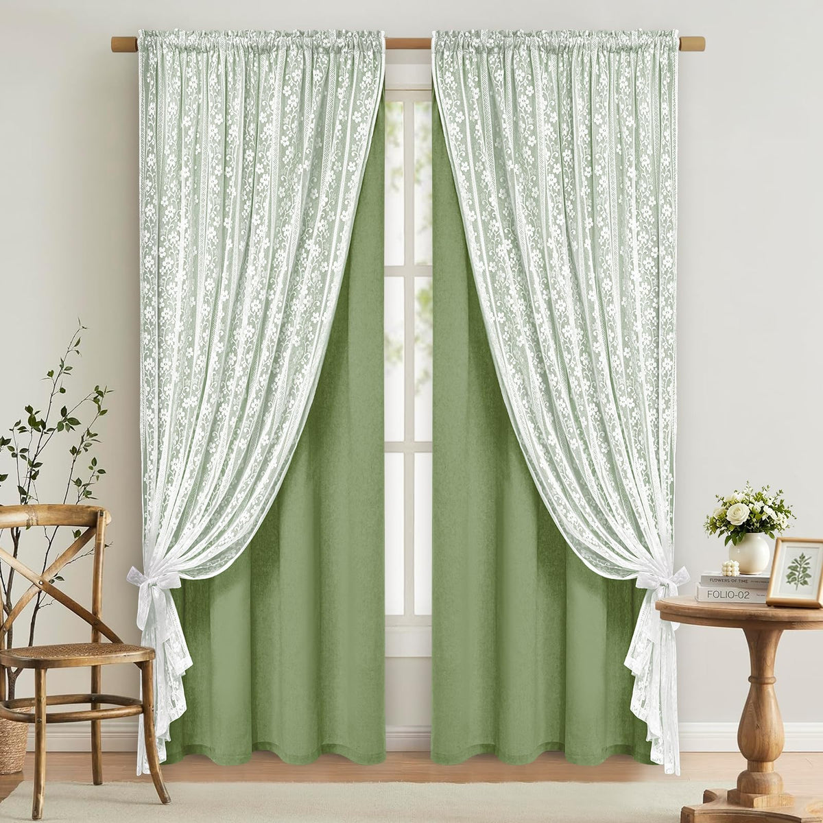 ASPMIZ Linen Kitchen Curtains 36 Inch Length, Double Layered Window Curtain 2 Panel Sets Rod Pocket Short Curtains for Kitchen, Farmhouse Window Treatment Tiers for Bathroom, Cafe, Beige