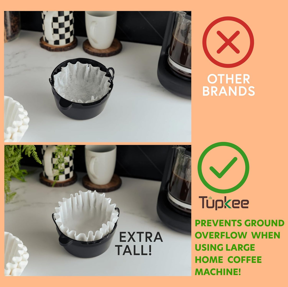 Large 12 Cup Commercial Coffee Filters, 9.75" x 4.25", 500 Count