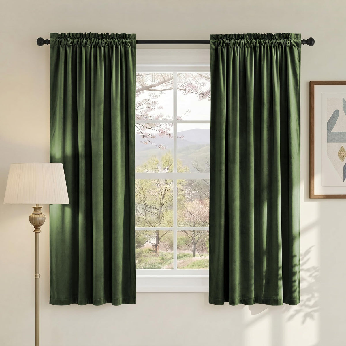 NICETOWN Black Out Velvet Curtains 63 inches Long for Kitchen