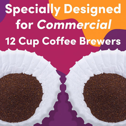12 Cup Commercial Coffee Filters (9.5” x 4.5”) for 12-Cup BUNN, Fetco & Curtis Coffee Machines – Tall Walls, No Ground Overflow – Premium Filters for Businesses (Bulk Pack)