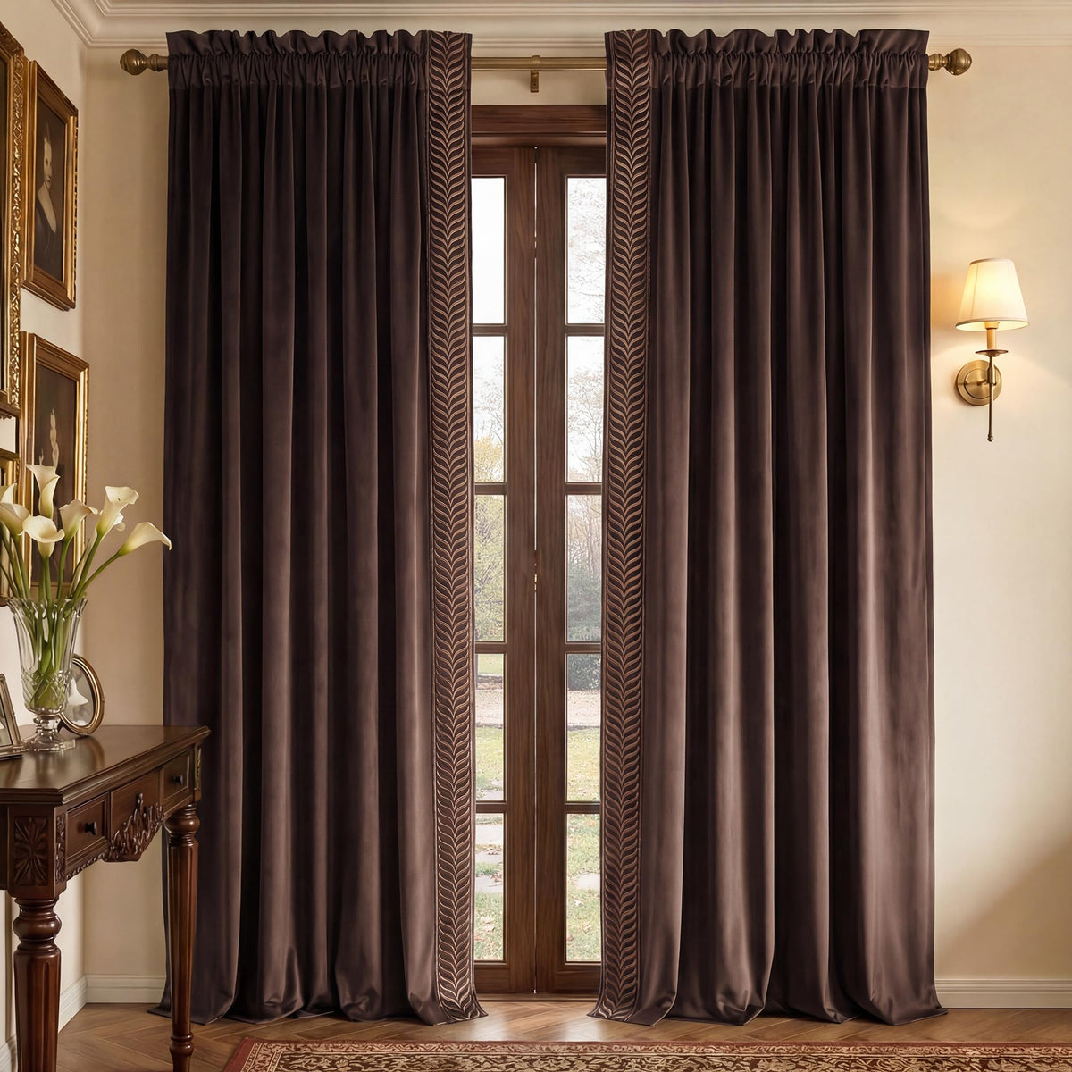NICETOWN Black Out Velvet Curtains 63 inches Long for Kitchen