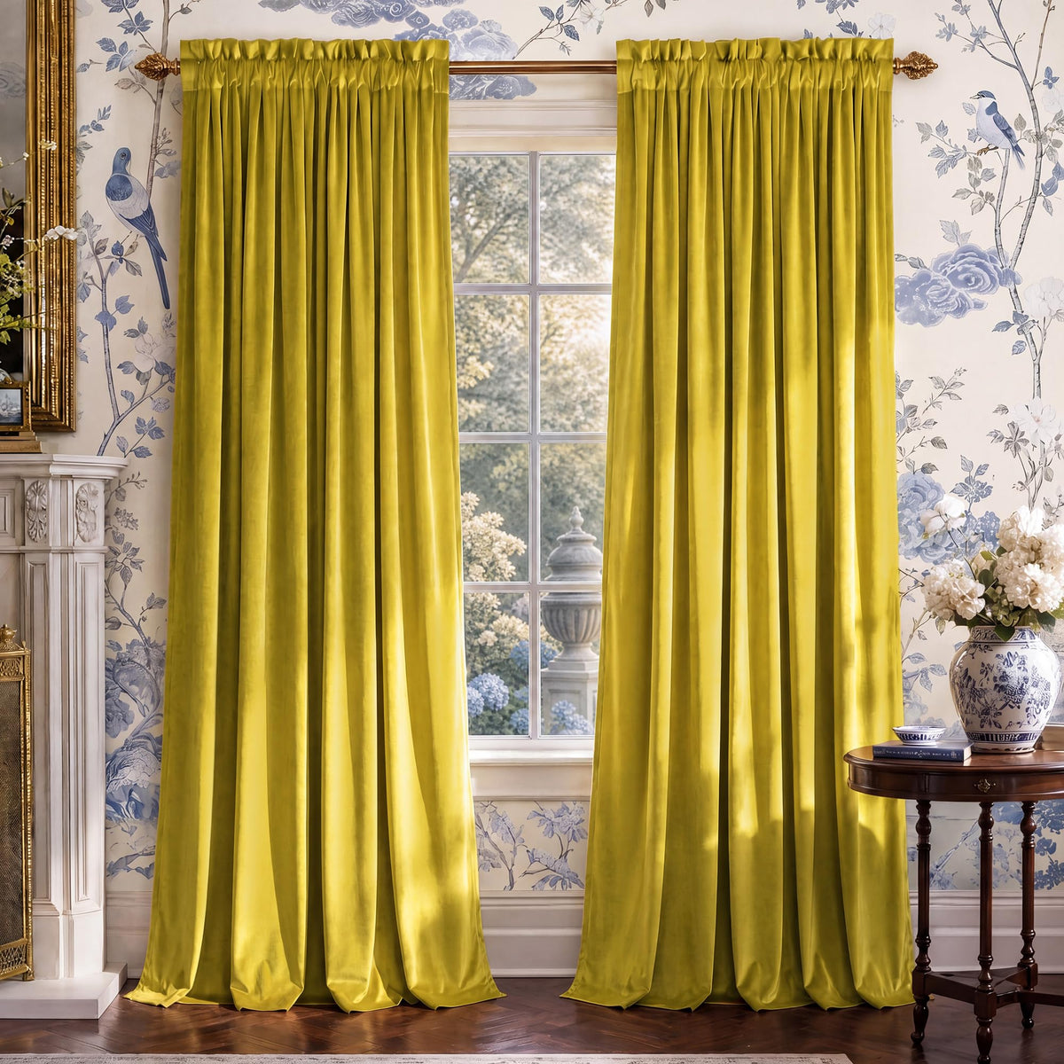 NICETOWN Black Out Velvet Curtains 63 inches Long for Kitchen