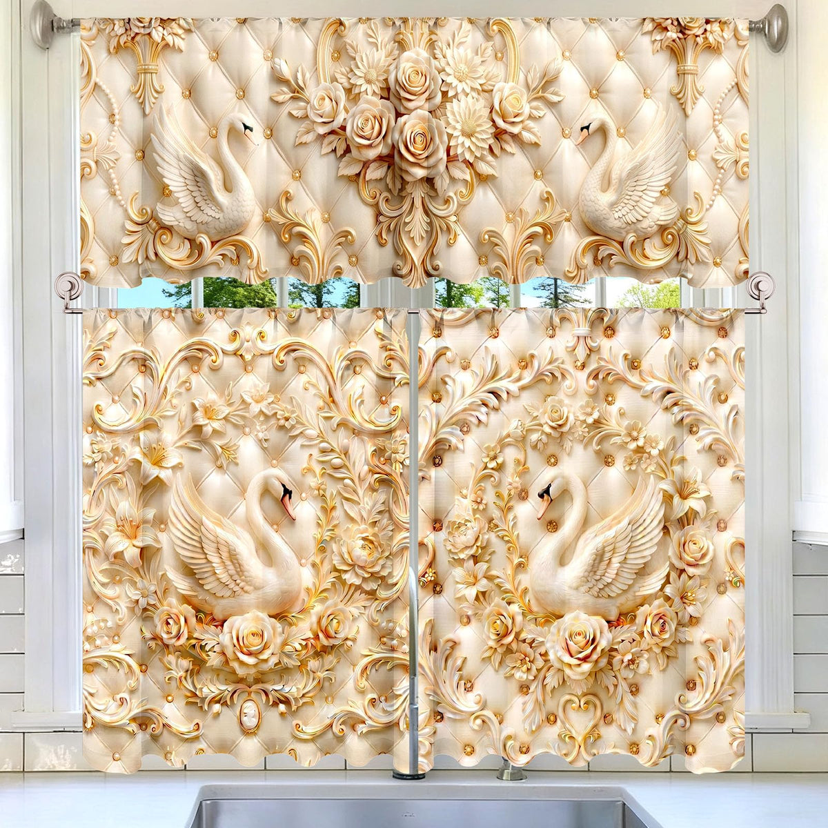 Breling 3 Pcs Sunflower Highland Cow Kitchen Curtains Valances and Tiers Set for Windows Spring Farmhouse Highland Cow Sunflower Curtains Decor for Summer Bedroom Window Decor Party Favor Supplies