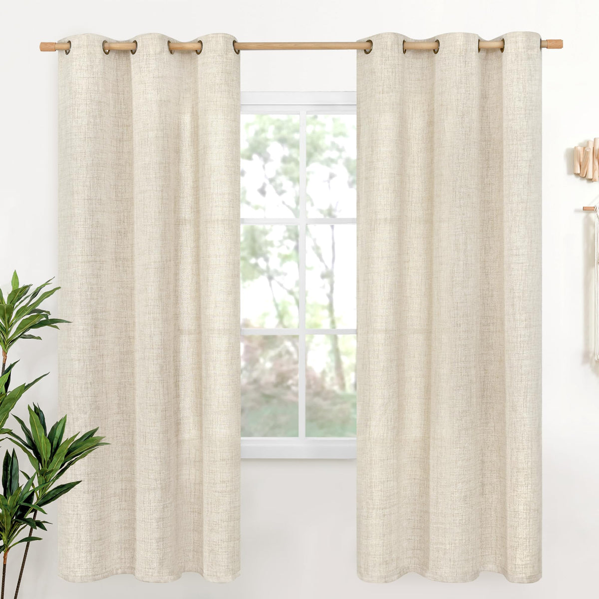 YoungsTex Linen Kitchen Window Curtains 40 Inch Length 2 Panels