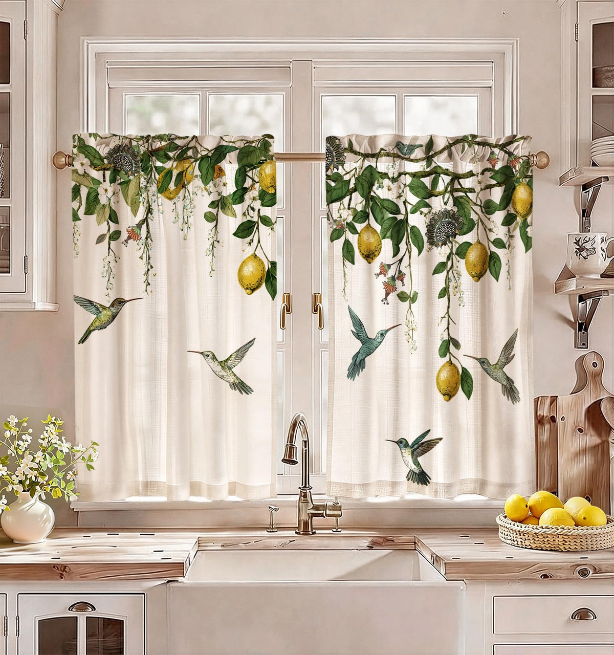 Miss Adola 36 Inch Length Kitchen Tier Curtains, Vintage Floral