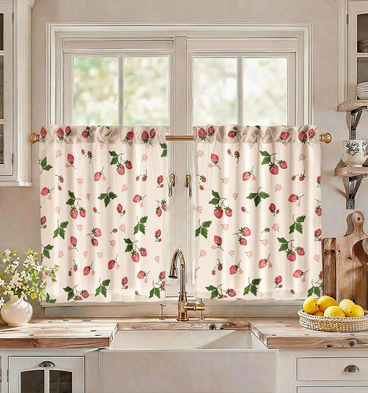 Miss Adola 36 Inch Length Kitchen Tier Curtains, Vintage Floral