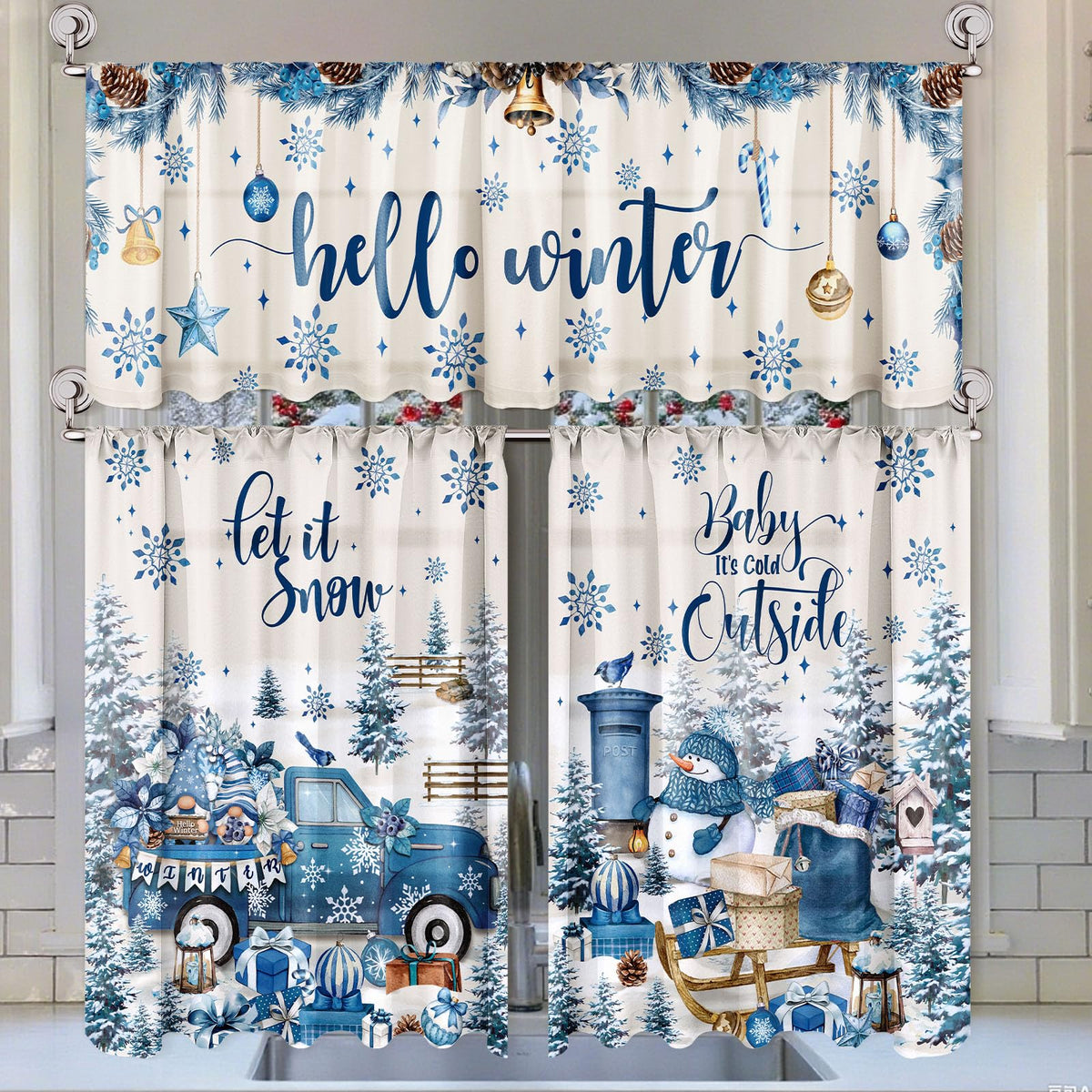 Breling 3 Pcs Sunflower Highland Cow Kitchen Curtains Valances and Tiers Set for Windows Spring Farmhouse Highland Cow Sunflower Curtains Decor for Summer Bedroom Window Decor Party Favor Supplies