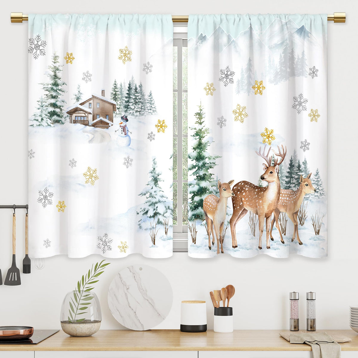 Farmhouse Rooster Kitchen Curtains Rustic Country Bathroom Curtains Window Treatment Drapes Tier Sunflower Vintage Cafe Small Bedroom Short French Door Curtains 2 Panels 27.5x39 Inch