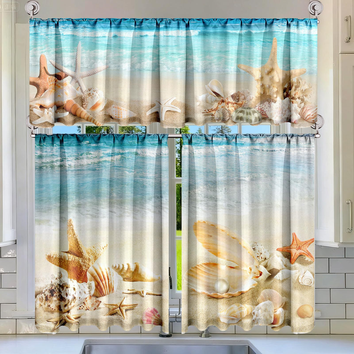 Breling 3 Pcs Sunflower Highland Cow Kitchen Curtains Valances and Tiers Set for Windows Spring Farmhouse Highland Cow Sunflower Curtains Decor for Summer Bedroom Window Decor Party Favor Supplies