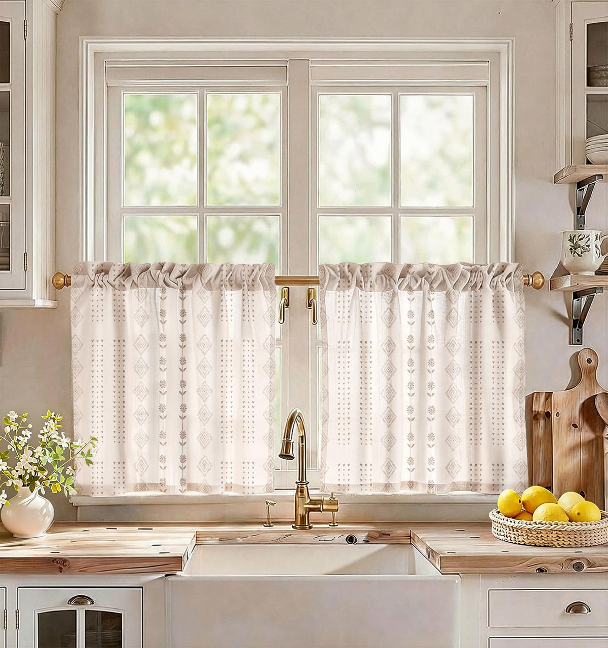 Miss Adola 36 Inch Length Kitchen Tier Curtains, Vintage Floral