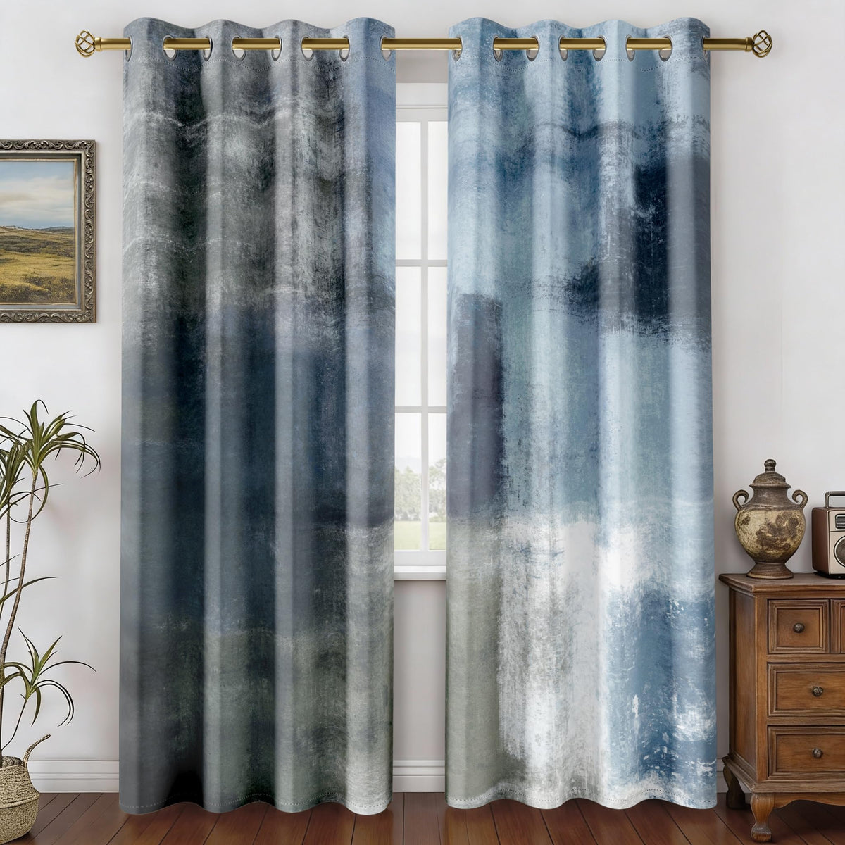 Asuexpect Burnt Orange Abstract Curtains for Kitchen, 26W x 36L, 2 Panels