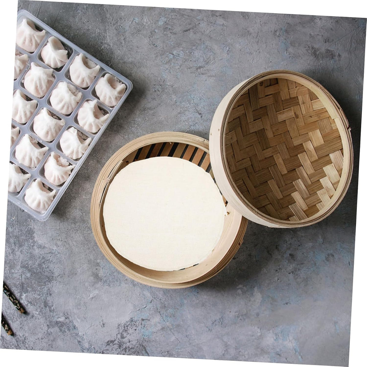Healifty 20pcs Cotton Steaming Cloth Round Liners Dim Sum Tools Steamer Gauze Non Stick Pad Air Fryer Liner Mesh Mat Pad for Steamed Buns Dumplings Baking Cooking
