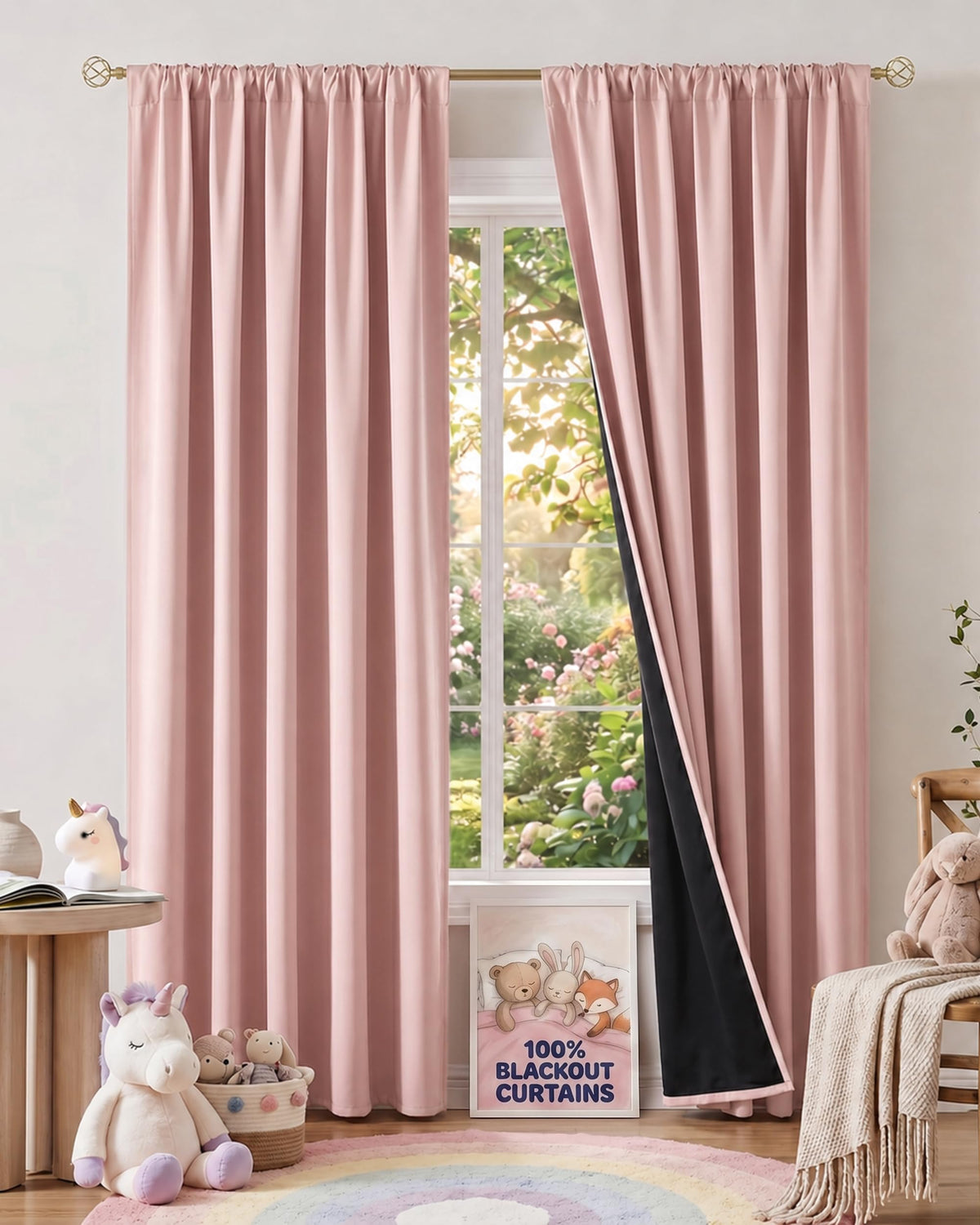 NICETOWN 100% Black Out Kitchen Curtains 36 Inch Length, W52xL36, 2 Panels