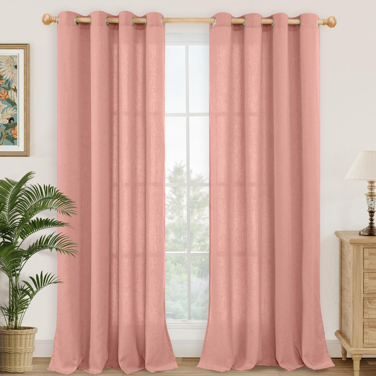 YoungsTex Linen Kitchen Window Curtains 40 Inch Length 2 Panels