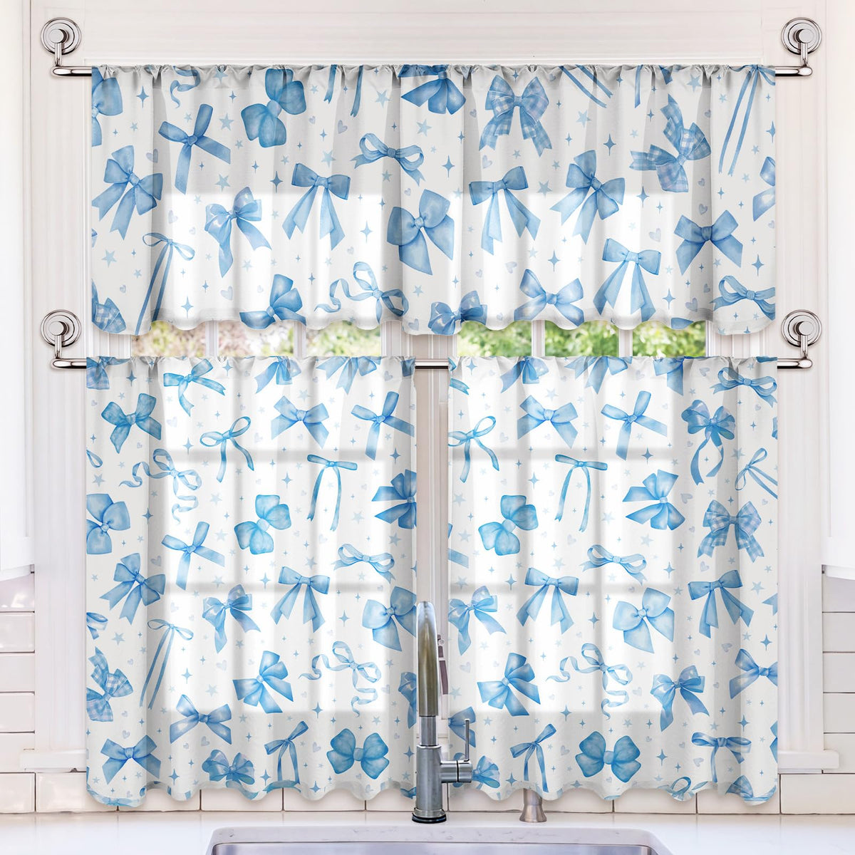 Breling 3 Pcs Sunflower Highland Cow Kitchen Curtains Valances and Tiers Set for Windows Spring Farmhouse Highland Cow Sunflower Curtains Decor for Summer Bedroom Window Decor Party Favor Supplies