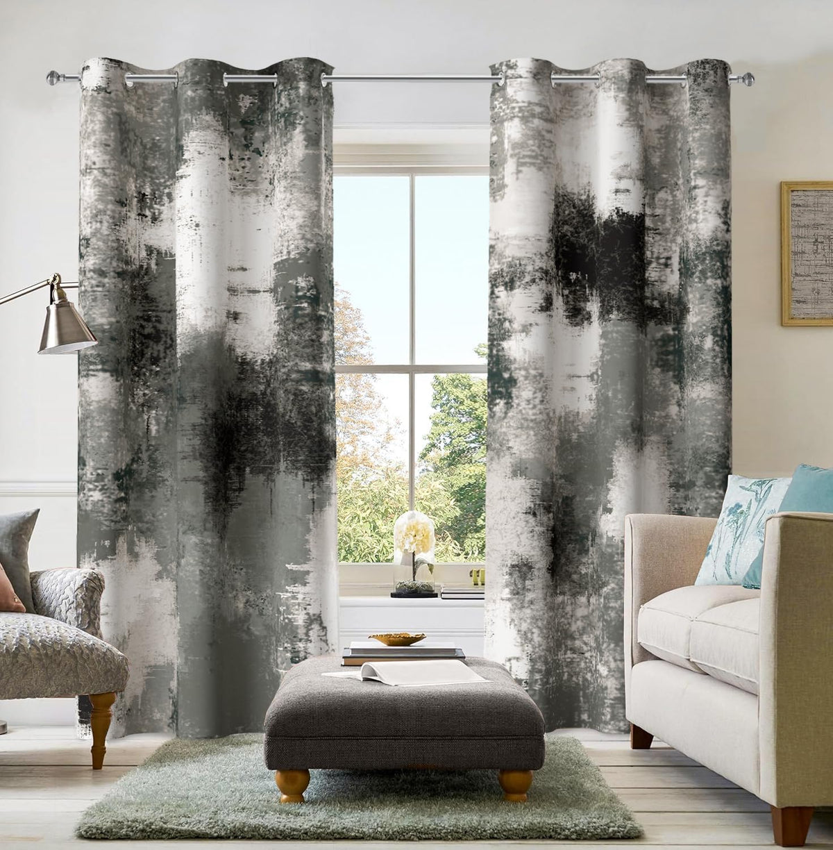 Asuexpect Burnt Orange Abstract Curtains for Kitchen, 26W x 36L, 2 Panels