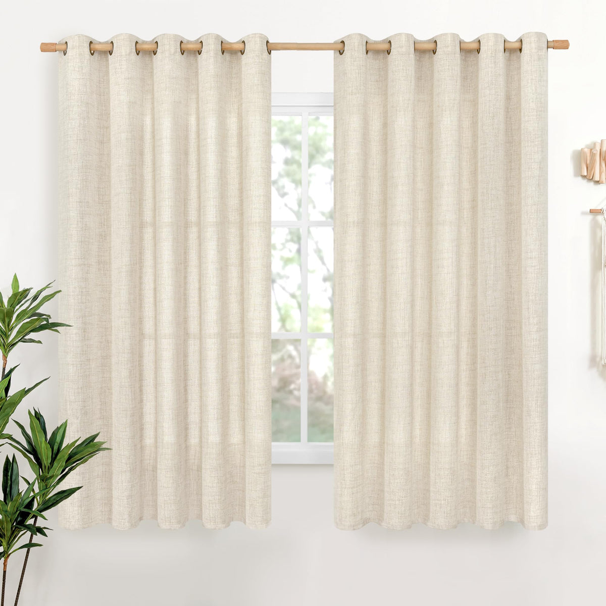 YoungsTex Linen Kitchen Window Curtains 40 Inch Length 2 Panels