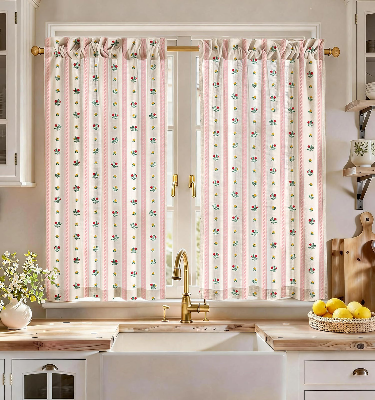 Miss Adola 36 Inch Length Kitchen Tier Curtains, Vintage Floral