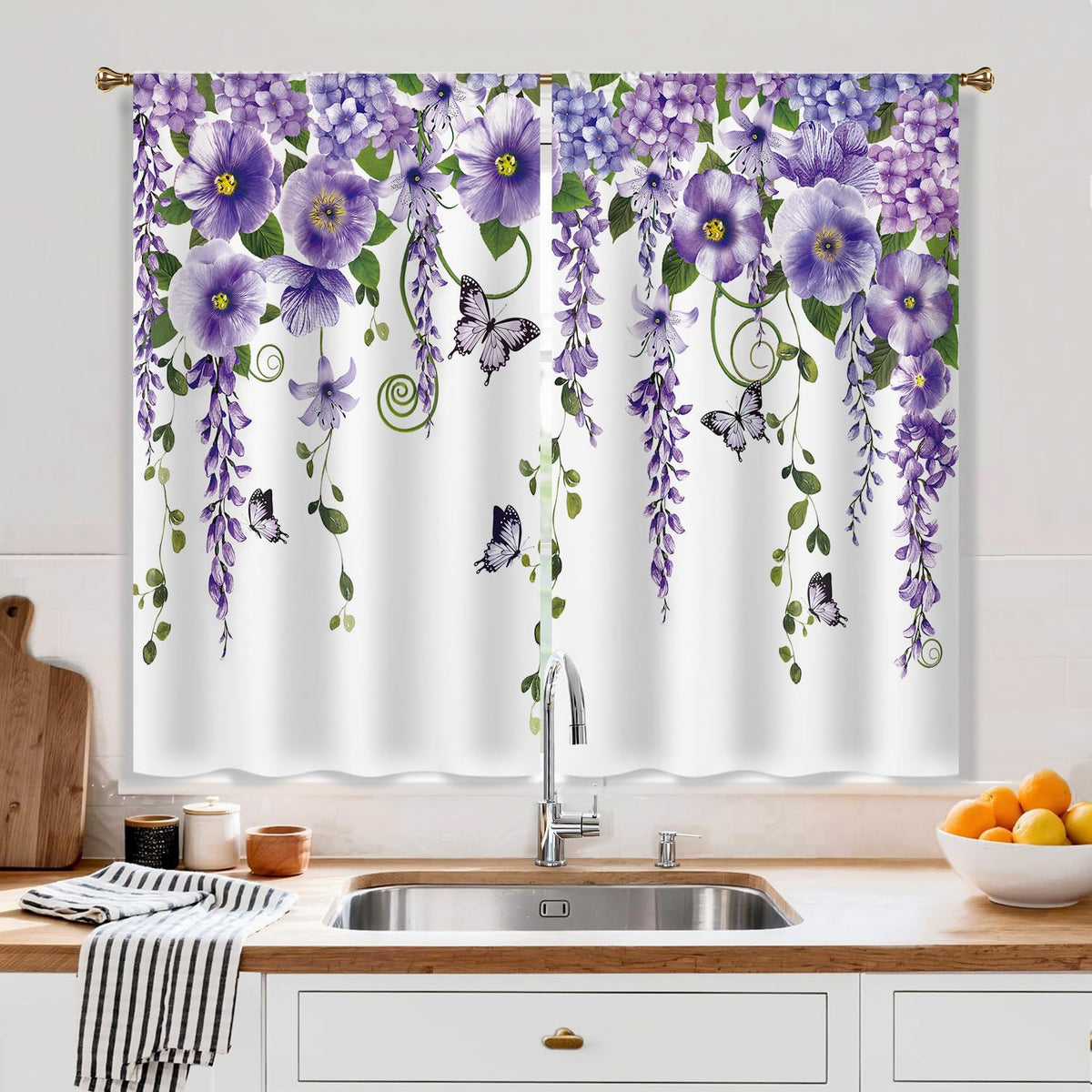 Farmhouse Sunflower Kitchen Curtain Rustic Small Short Cafe Window Curtains Country Wooden Barn Inspirational Bathroom Window Drapes Treatment Tier Curtains 2 Panels (27.5x39 Inch)