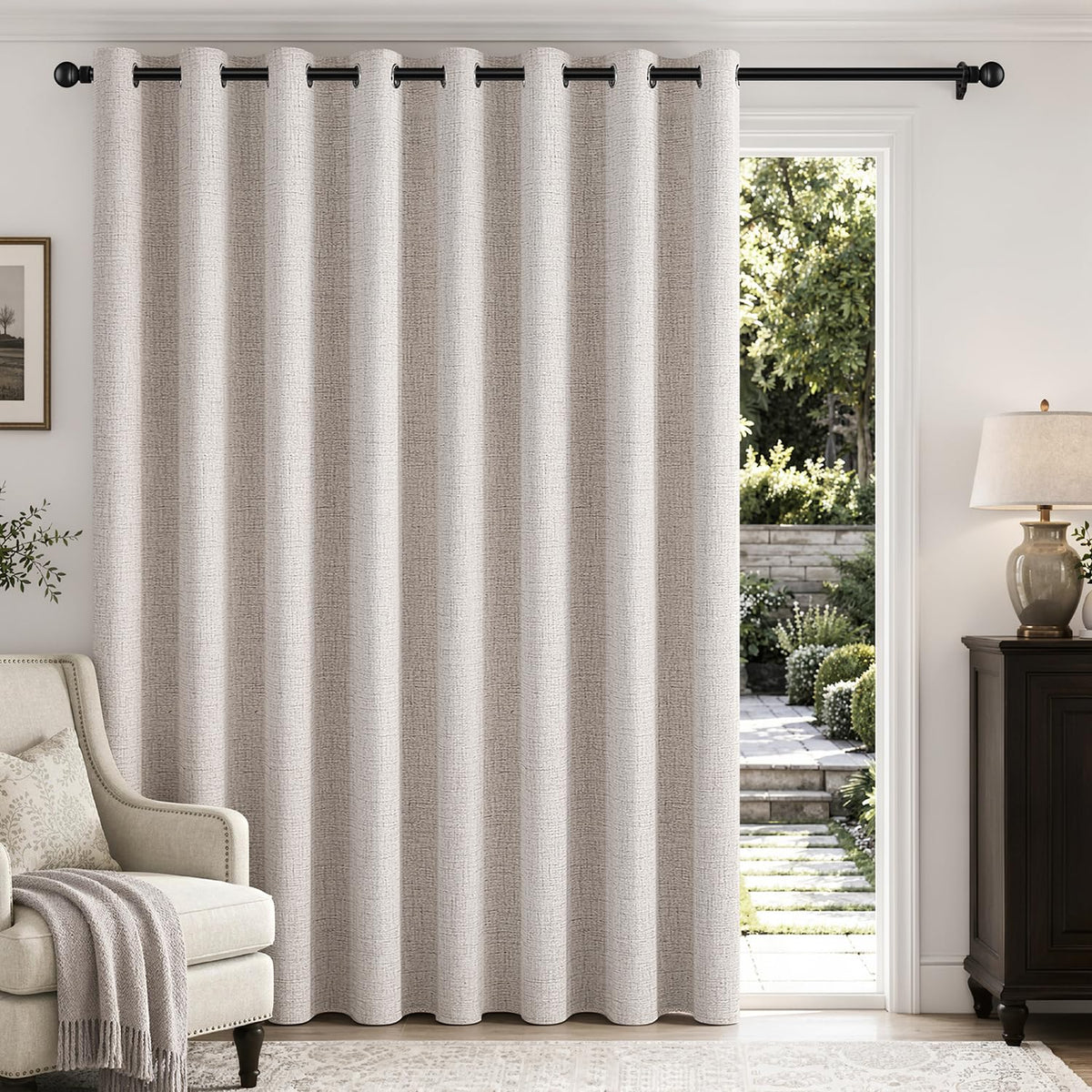 MIULEE 100% Blackout Linen Curtains for Bedroom 52x54 Inches Natural Beige