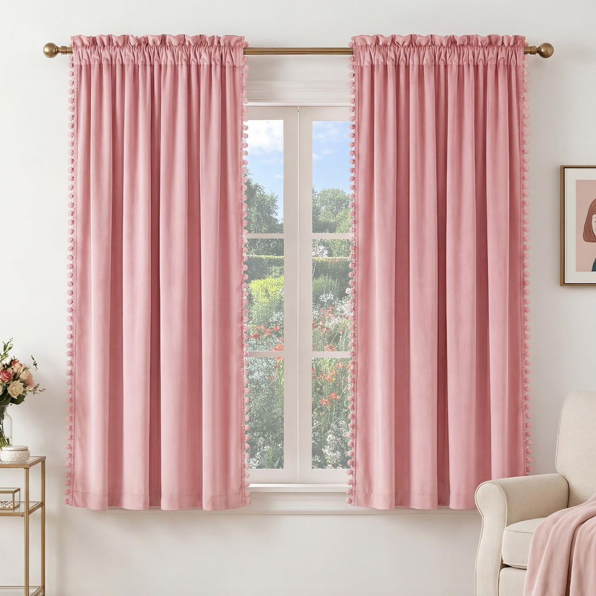 NICETOWN Black Out Velvet Curtains 63 inches Long for Kitchen