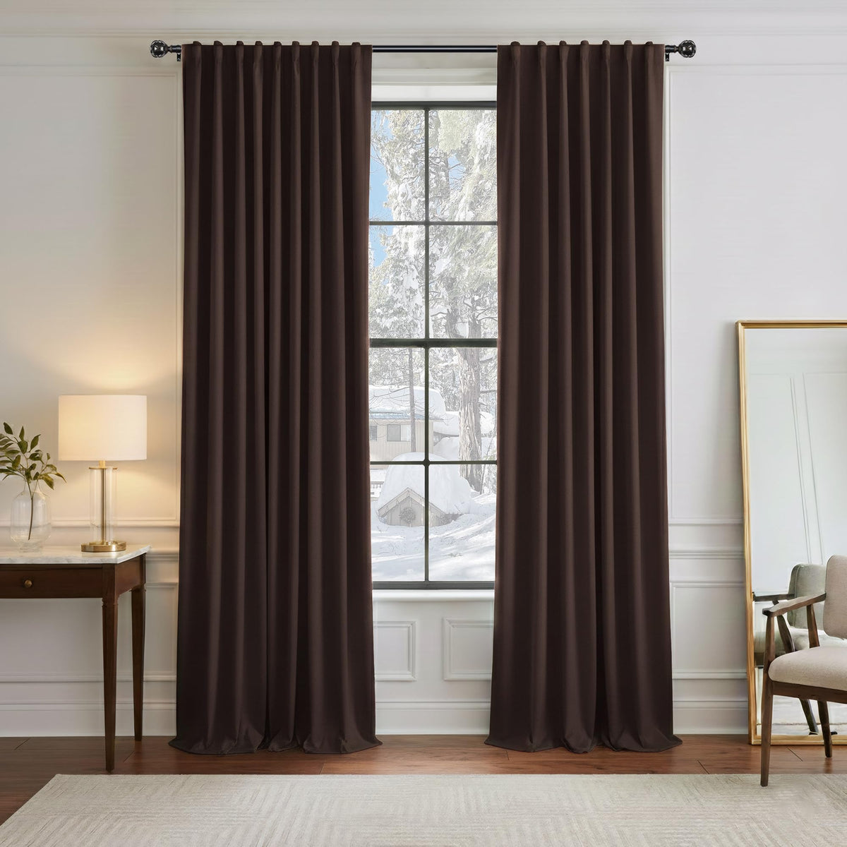 PONY DANCE Black Kitchen Blackout Curtains Over Sink, W 42 x L 45 inches