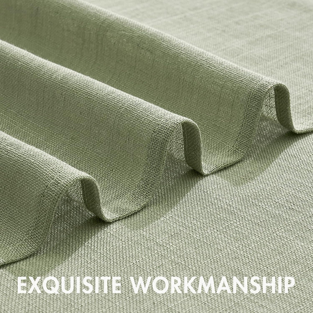 MIULEE Spring Linen Textured Kitchen Window Curtains over Sink 24 Inch Length Semi Sheer Farmhouse Small Curtains for Cafe Bathroom Basement, Short Rod Pocket Tier Curtains 2 Panels W26XL24 Sage Green