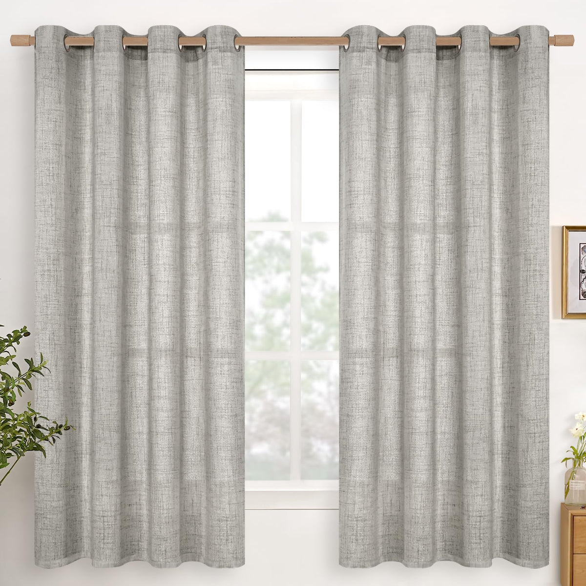 YoungsTex Linen Kitchen Window Curtains 40 Inch Length 2 Panels